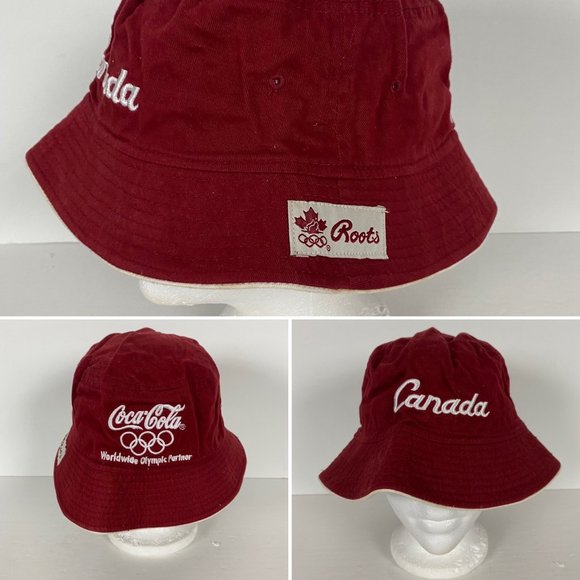 Roots Other - Vintage Roots Canada Coca Cola Olympics Bucket Hat Cap Red Cotton Team